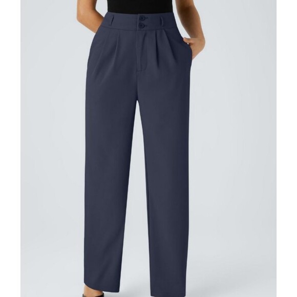 Halara Clay Brown High Waist Zip Double Button Pleated Dress Pants Size Large - Picture 4 of 11